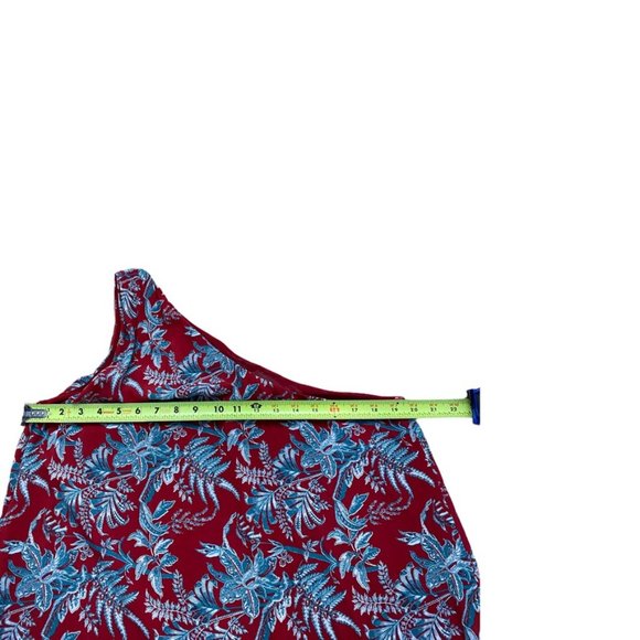 Loft One Shouldered Red Floral Dress Size Large - Picture 13 of 15